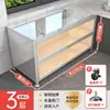 Estante de Armazenamento para Cozinha com Porta de Correr em Laje de Rocha, Armazenamento de Aparador, Micro-ondas de Chão Multicamadas, Armário de Armazenamento Multifuncional