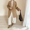 Nuevo Abrigo de Lana Otoño/Invierno 2026 para Mujer de Longitud Media con Cinturón Entallado a la Cintura Holgado Solapa Color Avena