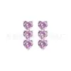 Brincos de Titânio F136 Incrustados com 3 Zircônias 5A Brincos de Coração Titânio Grau de Implante Liga de Titânio G23 Joias para Piercing Cabeça de Joia