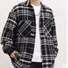 Jaqueta de tweed estilo outono masculina, design versátil listrado e xadrez, jaqueta/cardigã único de manga longa estilo camisa