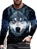 Camiseta de manga larga con cuello redondo para hombre, estampado 3D de animales león, lobo, escorpión, venta directa del fabricante, suministro para comercio exterior