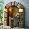 Ornamentos de Jardim para Escalada de Dinossauro em Janelas de Novo Produto Transfronteiriço Artesanato de Resina Ornamentos de Porta de Leitura Decoração de Estátua de Anão