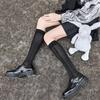 Calcetines Lolita para Primavera y Otoño, Estilo Lolita Japonés Calcetines Negros y Blancos JK para Pantorrilla de Mujer, Estilo Girly Jacquard de Verano