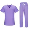 Conjunto de Roupas de Trabalho Médicas Transfronteiriças de Poliéster-Algodão Nianqing Roupas Cirúrgicas Roupas para Lavar à Mão Roupas para Escovar Gola V Roupas de Doutor e Enfermeiro