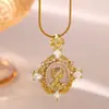 Collar Colgante de Retrato de Reina Diosa Barroca de Cobre Zirconia Chapado en Oro Estilo Nuevo Europeo y Americano Collar Ovalado de Lujo Ligero Venta al por Mayor