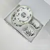 Juego de Té de la Tarde Estilo Europeo Marca D Serie Primavera Taza de Café de Porcelana Hueso Taza Doble Plato de Taza Plato de Cena Serie Mariposa Juego de Caja de Regalo