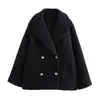 Moda europea y americana transfronteriza Bestseller de AliExpress: elegante abrigo casual retro de doble botonadura con solapas de cuero con cuentas