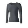 Ropa interior térmica para mujer de otoño e invierno, capa base embellecedora para la piel, sin costuras, ligera, adelgazante, alta elasticidad, cuello redondo, con mangas largas