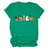 Amazon Wish site independente moda casual feminina maçã livro lápis fantasma abóbora gola redonda manga curta camiseta