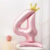 Globo Digital de Base de Pie de 42 Pulgadas, Corona de Princesa en Polvo, Globo de Niña para Fiesta de Cumpleaños y Aniversario