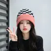 Gorro de Lana Tejido para Mujer Otoño e Invierno Versátil Circunferencia de Cabeza Grande Verde Holgado Ins Moda para Adelgazar la Cara Juego de Guantes