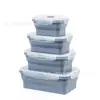 Conjunto de 4 Peças de Marmita Dobrável de Silicone, Segura para Micro-ondas, Resistente a Altas Temperaturas, Marmita para Trabalhadores de Escritório, Caixa de Conservação para Piquenique ao Ar Livre