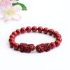 Pulseira de Cinábrio Personalizada com Areia Dourada Roxa e Pingente Duplo Pixiu, Transmissão ao Vivo da Fábrica de Joias e Dropshipping S2062602