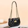 Bolso de Media Luna Estilo Fragante de Alta Calidad Bolso de Cadena Romboidal Transfronterizo Auténtico Bolso de Cuero para Mujer Bolso de Hombro de Piel de Vaca Encerada 6021