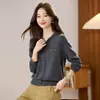 Cardigã de tricô cinza com capuz para mulheres, novo estilo coreano de outono, super fácil de combinar, jaqueta suéter fina curta