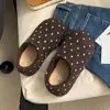 Sapatos de algodão retrô com sola grossa para mulheres, novo estilo coreano 2026, design exclusivo de bolinhas, bico redondo, mules sem cadarço