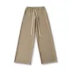 Pantalones Rectos de Pierna Ancha Holgados y Modernos con Cordón y Cintura Elástica para Mujer, Pantalones de Pierna Ancha Caídos Estilo Perezoso, Pantalones Largos Deportivos Casuales Estilo Americano