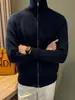 Cárdigan de color liso de alta gama con cuello alto y cremallera, chaqueta de punto cálida de moda de otoño e invierno para hombre, estilo 'old money'