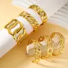 Pulsera de Acero Inoxidable Chapado en Oro de 18K de Estilo Nuevo Europeo y Americano que Conserva el Color para Mujer, Pulsera Abierta de Acero de Titanio con Diseño de Flor y Hoja de Gama Alta