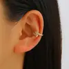 Argola de Orelha Cruzada Europeia e Americana de Luxo Leve Versátil Moda Cobre Zircônia Sem Perfuração Geométricas Indolores Brincos Modernos para Mulheres