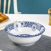 Blue Rhythm Tazón de Cerámica para Arroz, Tazón para Fideos, Tazón para Sopa, Plato para Arroz, Plato de Sopa Japonés, Plato Hondo, Plato Cuadrado, Plato Redondo, Plato para Pescado