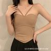 Verão doce e picante camisola colete pequeno cinto das mulheres almofada peitoral interior algodão top bonito para trás sexy slim fit sem alças exterior vestir envoltório peito