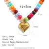 Moda Europeia e Americana Nicho Pingente Colorido de Acrílico Pingente de Coração Banhado a Ouro 18K de Aço Inoxidável Colar de Contas de Resina