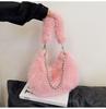 Moda Invernal 2026 Estilo Coreano Casual Transfronterizo Bolso de Felpa Versátil Bolso de Hombro Cruzado Bolso de Mano con Perlas