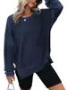 Wish Transfronterizo Amazon Colección Otoño/Invierno 2026: sudadera cómoda, casual, de color sólido, corte holgado, hombros caídos, manga larga para mujer, en estilo europeo y americano