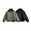 Roupas Vintage 2025 Inverno Tendência Retro Americana Marca Gola Dupla Jaqueta de Algodão Voo para Jovens Homens Quente Gola Reversível Casaco de Algodão