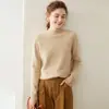 Suéter de Cashmere Feminino Baicaierong Outono/Inverno 2026 com Gola Meia Alta, Design Versátil, Tricô de Lã