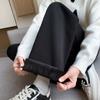 Nuevos Pantalones de Pana con Rayas Verticales, Versión Estrecha, Forrados de Polar, Pierna Ancha para Mujer, Otoño e Invierno, Nuevos, Holgados, Adelgazantes, de Cintura Alta, Caída, Rectos, Casuales
