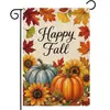 Nueva Bandera de Decoración de Patio de Otoño y Acción de Gracias Calabaza Hoja de Arce Impresión a Doble Cara Imitación de Lino Bandera de Jardín Venta al por Mayor