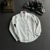 2026 Nueva Camisa de Manga Larga de Alta Gama para Hombre para Primavera y Otoño, Textura Turquesa, Plisada, Camisa Chaqueta de Corte Limpio