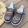 Sapatos Femininos da Moda, Elegantes e Estilosos, Essenciais e Tendência, Sapatos Slip-On de Couro Bovino Liso de Bico Redondo com Tecido Decotado