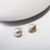 Brincos de Pérola Ji Sereia com Pino de Prata S925 para Mulheres, Simples, Clipe de Orelha, Geométricos Retrô, Fábrica de Qingdao
