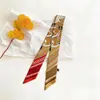 Bufanda Pequeña de Seda Estampada Estilo Nuevo Primavera y Otoño, Bufanda Pequeña para Cuello Estilo Francés, Pañuelo para Atar en Bolso, Diadema de Moda, Regalo, Seda Sarga para Mujeres