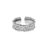 053 Anillo de Plata de Diseño para Pareja Diseño de Nicho Textura Irregular Plata de Ley S925 Anillo Abierto