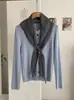 Cardigan de tricô liso com decote V e mangas compridas KEKEZOON suéter feminino estilo coreano casaco de outono com lenço de seda xadrez 8539