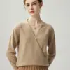 Suéter de Punto de Cachemira a Rayas y Bloques de Color con Cuello en V para Mujer, Otoño/Invierno, Elegante y con Estilo, Suéter Básico