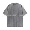 Transfronteiriça Estilo Americano Lavada Velha Transfronteiriça Marca Trendy Algodão Pesado Manga Curta Camiseta Vintage Solta para Adolescentes Masculina e Feminina