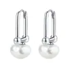 Hebilla de Oreja de Perla Huajie Estilo Coreano para Mujer Personalizada Retro Anillo de Oreja de Concha Diseño de Celebridad de Internet Pendientes de Plata