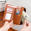 Nuevo Monedero para Mujer con Cepillo Antirrobo RFID Transfronterizo, Diseño Calado, Billetera con Cremallera, Billetera Retro Europea y Americana de Longitud Media