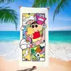 Toalha de banho de secagem rápida infantil de grandes dimensões Giz de cera Pequena nova toalha de praia Microfibra Velo de dupla face Toalha de praia com impressão digital