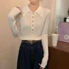 Suéter de Tricô com Gola Polo Estilo Francês para Mulheres, Novo Suéter da Moda Coreana Primavera e Outono 2026, Camisa Base Camada Interna, Top de Inverno