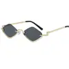 Gafas de Sol Rombo de Media Montura Marco Pequeño 2026 Estilo Nuevo Gafas de Sol Metálicas Simples y Modernas Europeas y Americanas para Hombres y Mujeres