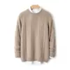 Suéter de lana 100% grueso de cinco agujas y tres hebras para hombre, cuello redondo, patrón jacquard, tejido de punto holgado, capa base de cachemira para otoño e invierno