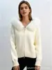 Nuevo Estilo Otoño e Invierno Sudadera con Capucha y Cuello de Piel Sintética de Zorro para Mujer, Estilo Corto para Figuras Pequeñas, Cardigan de Punto Moda y Elegante, Grueso