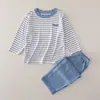 Conjunto de Ropa de Casa para Estudiante Adolescente Pijama Infantil de Modal Antibacteriano Ropa para Niños de Manga Larga y Pantalón Largo Tallas Mediana y Grande