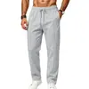 Pantalones deportivos rectos de color liso para hombre de otoño transfronterizos, cintura casual con cordón, pantalones casuales rectos holgados para hombre